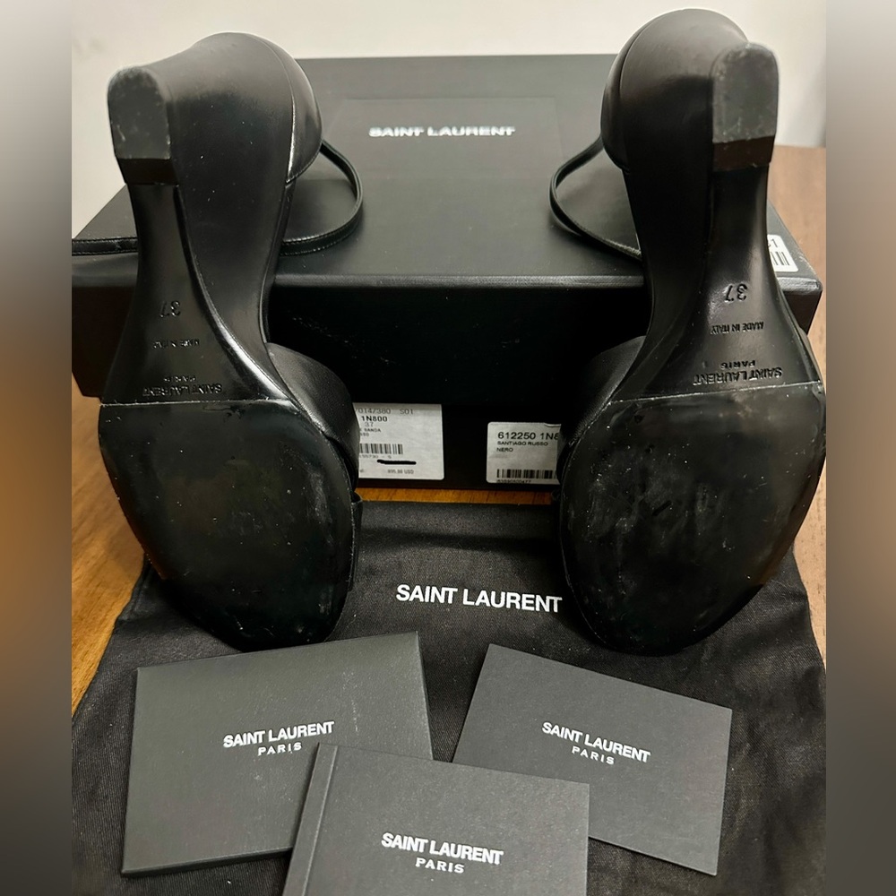 Saint Laurent (Lila 85 Leather Wedge Sandals) - Picture 3 of 9